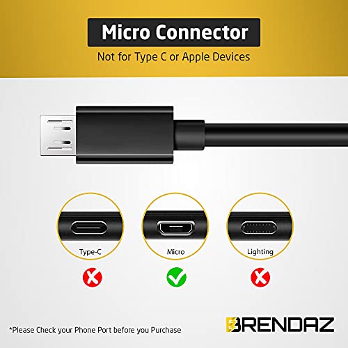 Brendaz {2-Pack} כבל USB Micro USB לטעינה והעברת נתונים-כבל נתונים מיקרו B לסמארטפונים, מצלמות, בקרי משחק